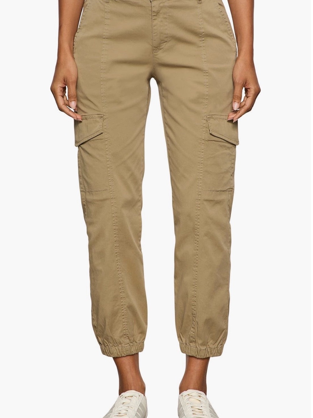 Sanctuary- Rebel Cropped Cargo Jogger Pants - Elastic Hem (Khaki)